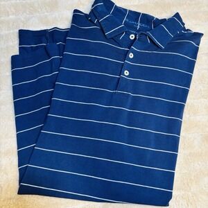 B. Draddy Mens Golf‎ Polo Shirt XL Light & Dark Blue Stripe Short Sleeve Rugby